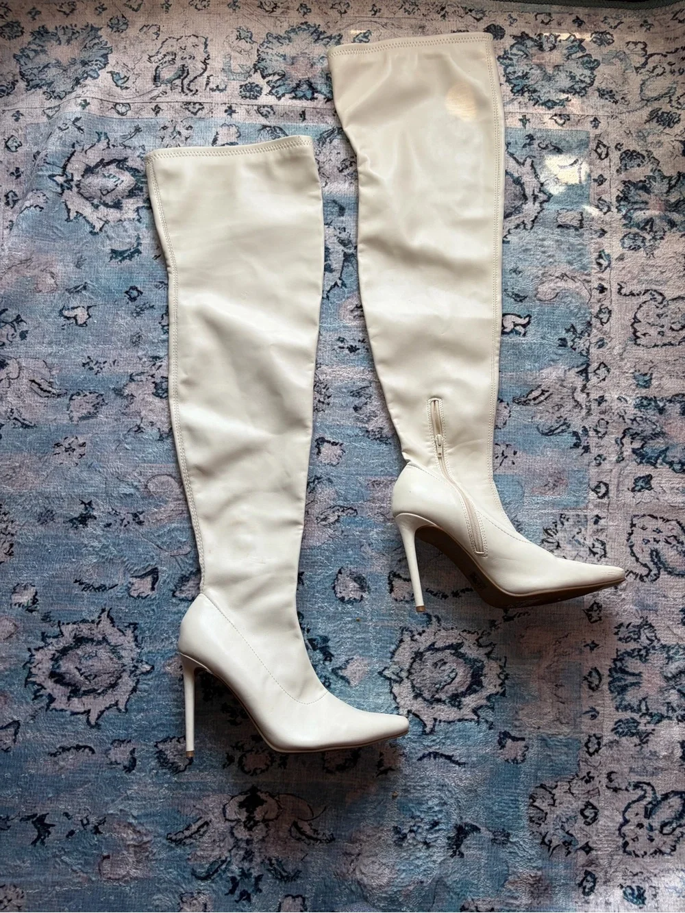 Women's Over-the-Knee Pointed-Toe Stiletto Boots in White